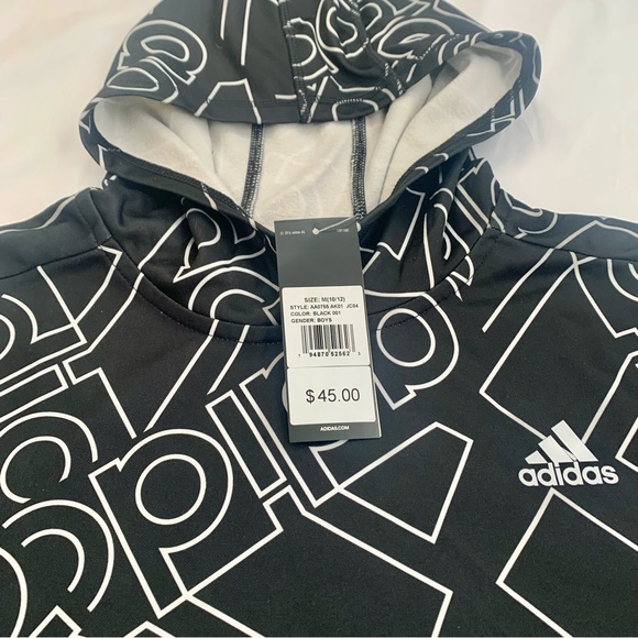 NWT Adidas Print Hooded Sweatshirt boys 10-12 - Picture 3 of 5
